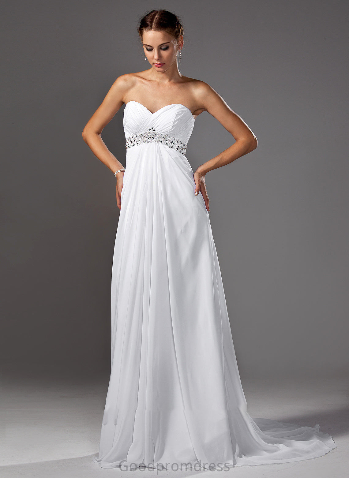 Train Ruffle Chiffon With Beading Wedding Dresses Sweep Dress Jade Wedding Empire Sweetheart