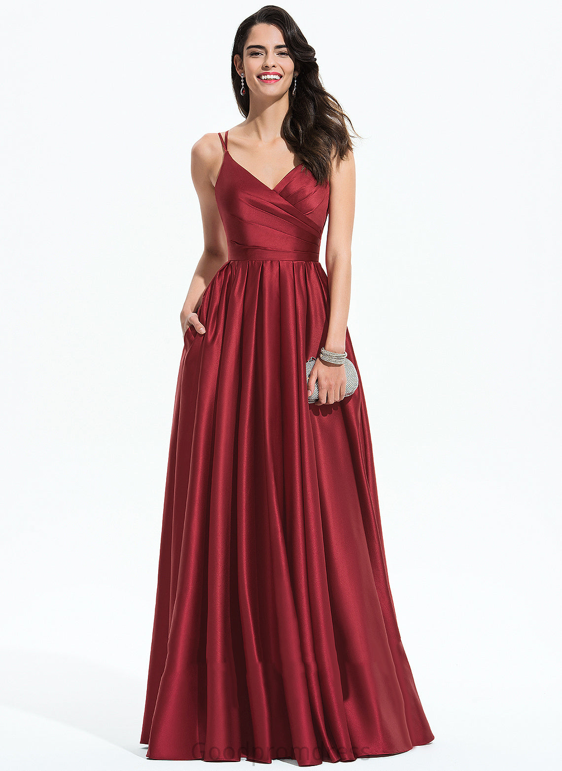 Jan V-Neck Satin Dresses A-line Formal Dresses