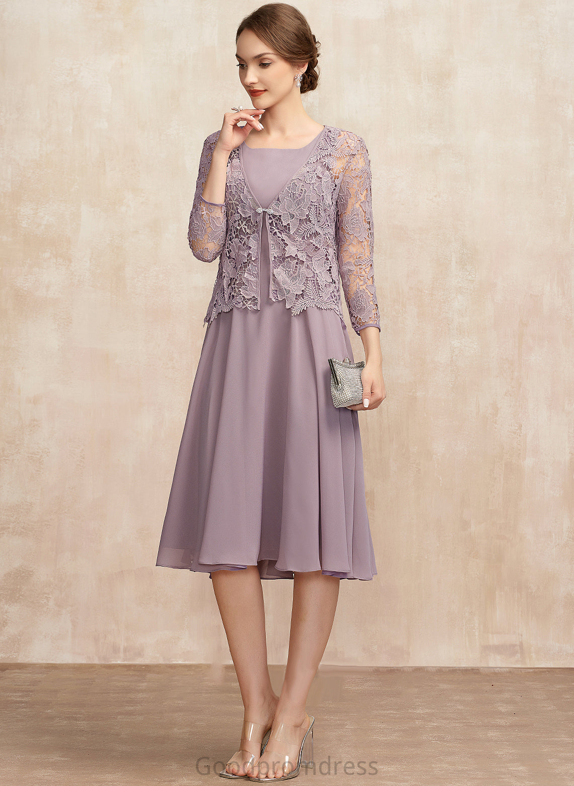 Bride Mother of the Bride Dresses Chiffon Neckline Square the Mother Arely Dress of Knee-Length A-Line