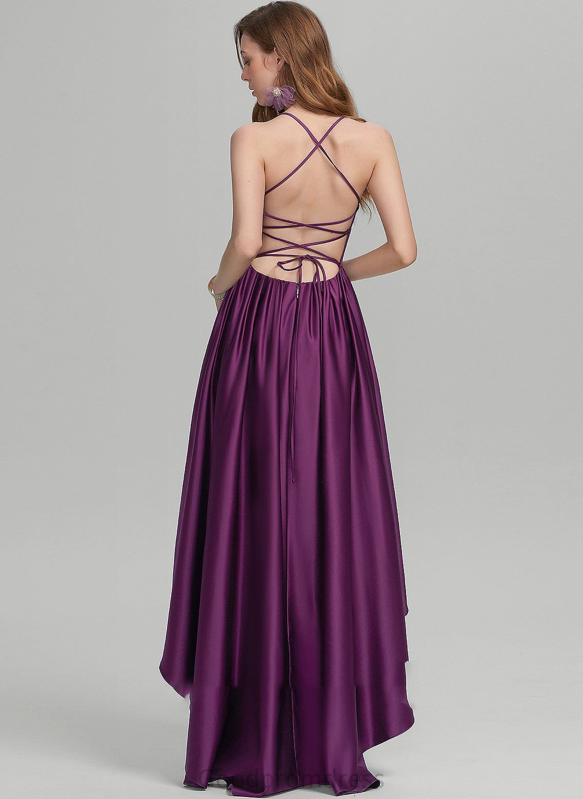 Asymmetrical Ball-Gown/Princess Satin Square Prom Dresses Neckline Mireya