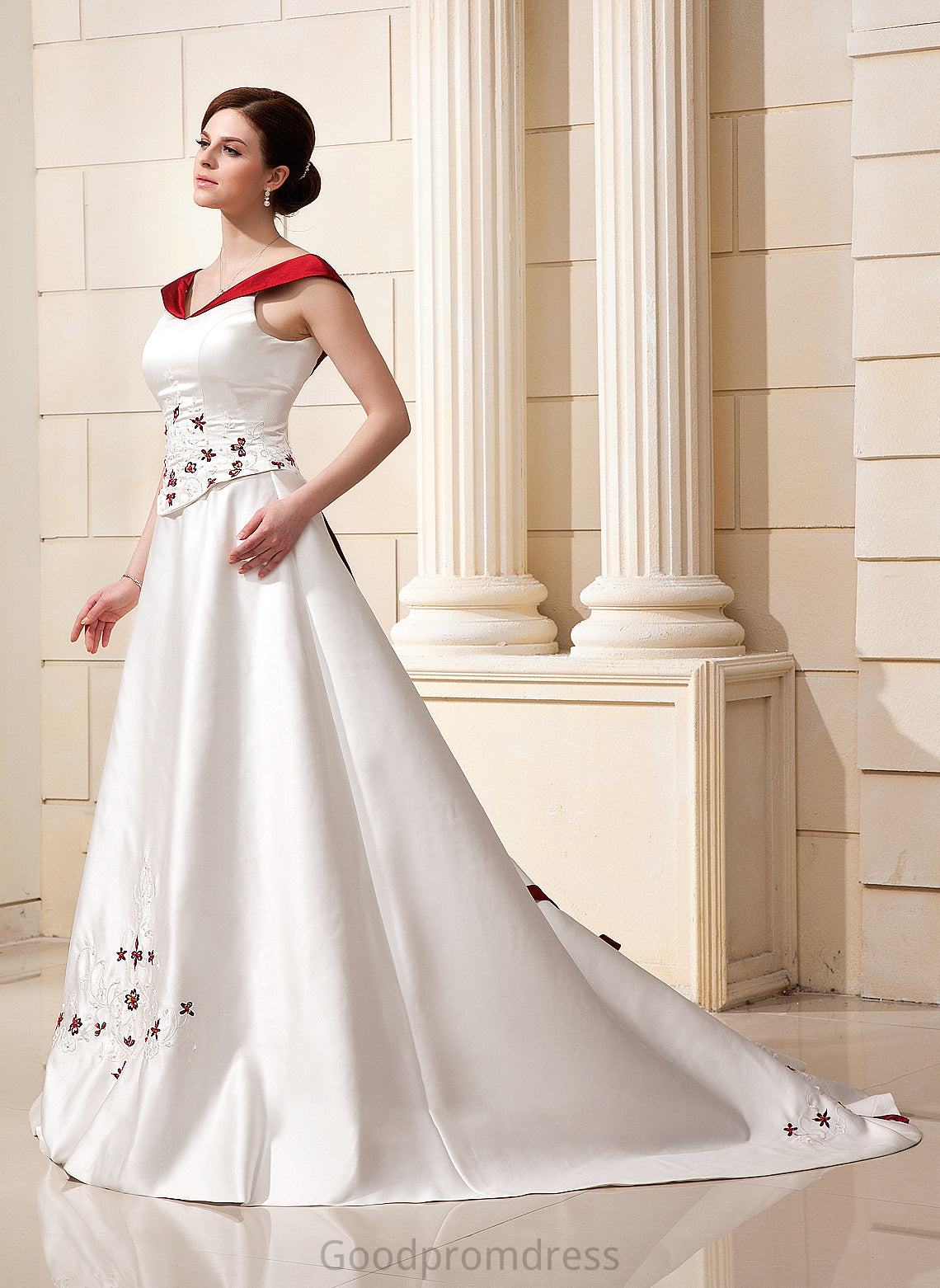 Train Cecelia Flower(s) Satin Chapel Wedding Dresses Ball-Gown/Princess With Dress Wedding Beading