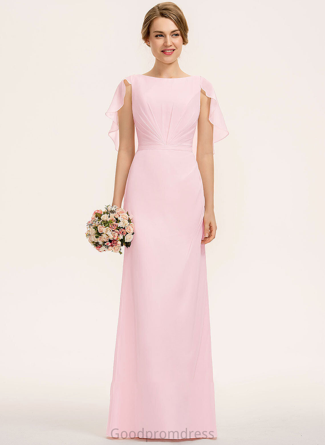 Silhouette Neckline Floor-Length Fabric Length A-Line CascadingRuffles Embellishment ScoopNeck Olivia One Shoulder A-Line/Princess Bridesmaid Dresses