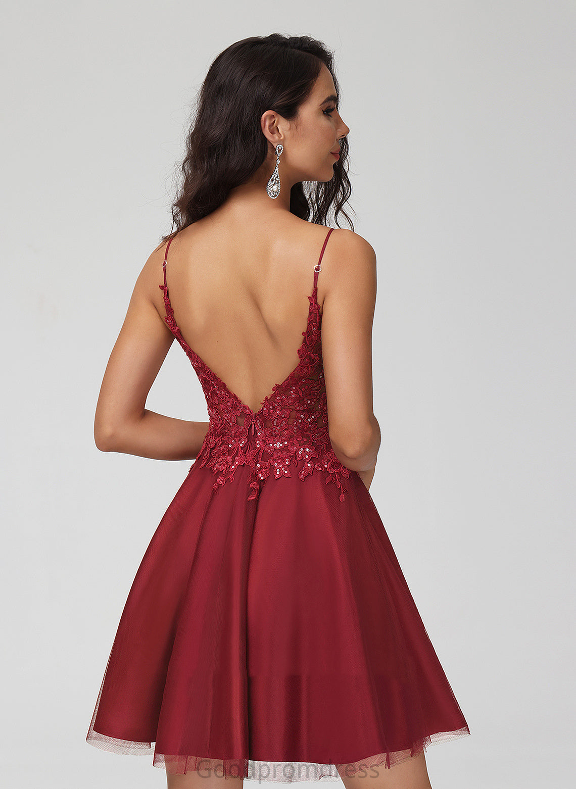 V-neck Dress With Homecoming Dresses Tulle Sequins Short/Mini Lace A-Line Homecoming Eden