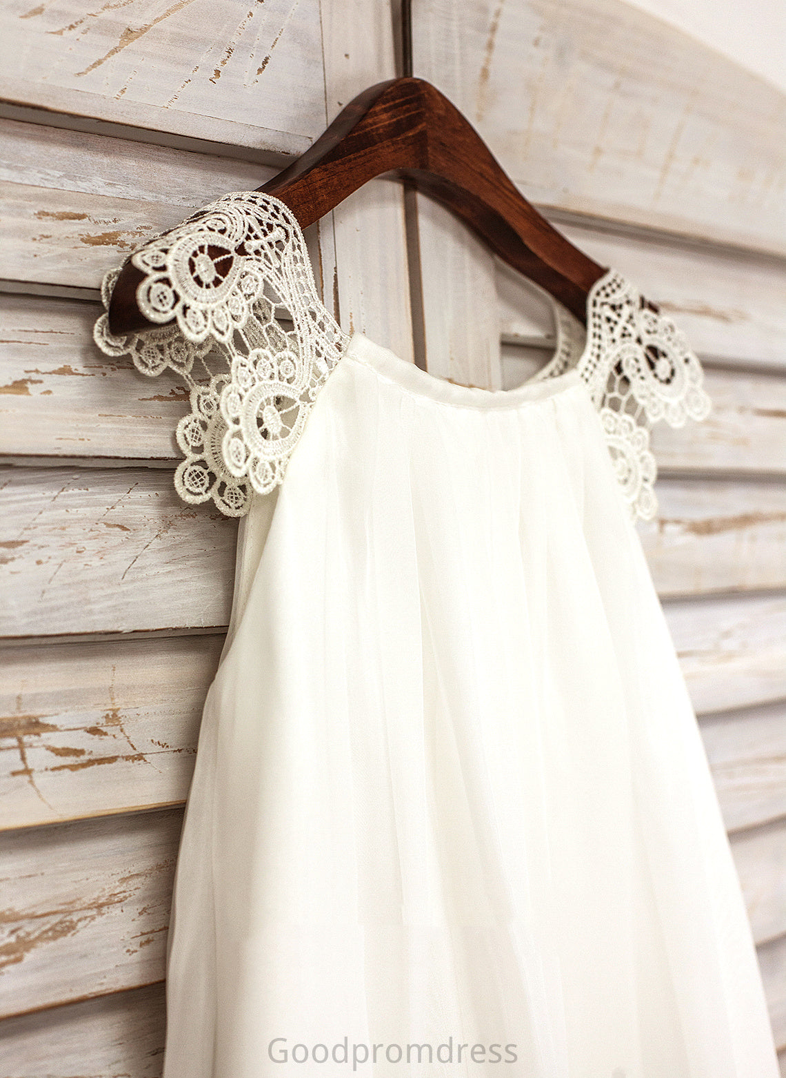 A-Line Sleeveless Chiffon Dress Girl Knee-length Lace Neck Kyla Flower Girl Dresses With - Scoop Flower