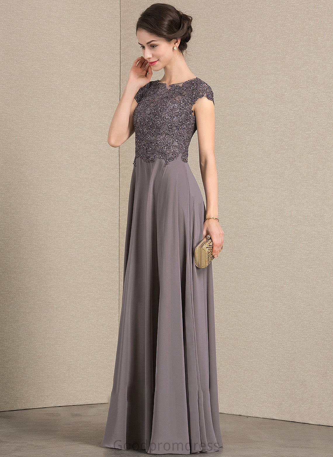 Nydia Mother of the Bride Dresses the Neck Lace With Beading Dress Floor-Length Scoop A-Line Bride of Mother Chiffon