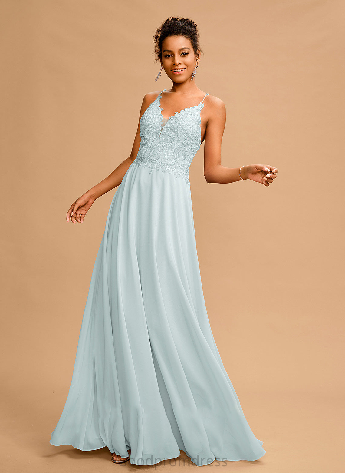 Floor-Length Sequins With Gwendoline A-Line Prom Dresses Chiffon V-neck