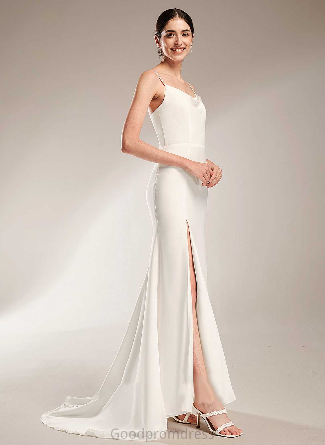 Train Maud A-Line Cowl Court Neck With Wedding Dresses Dress Wedding Beading