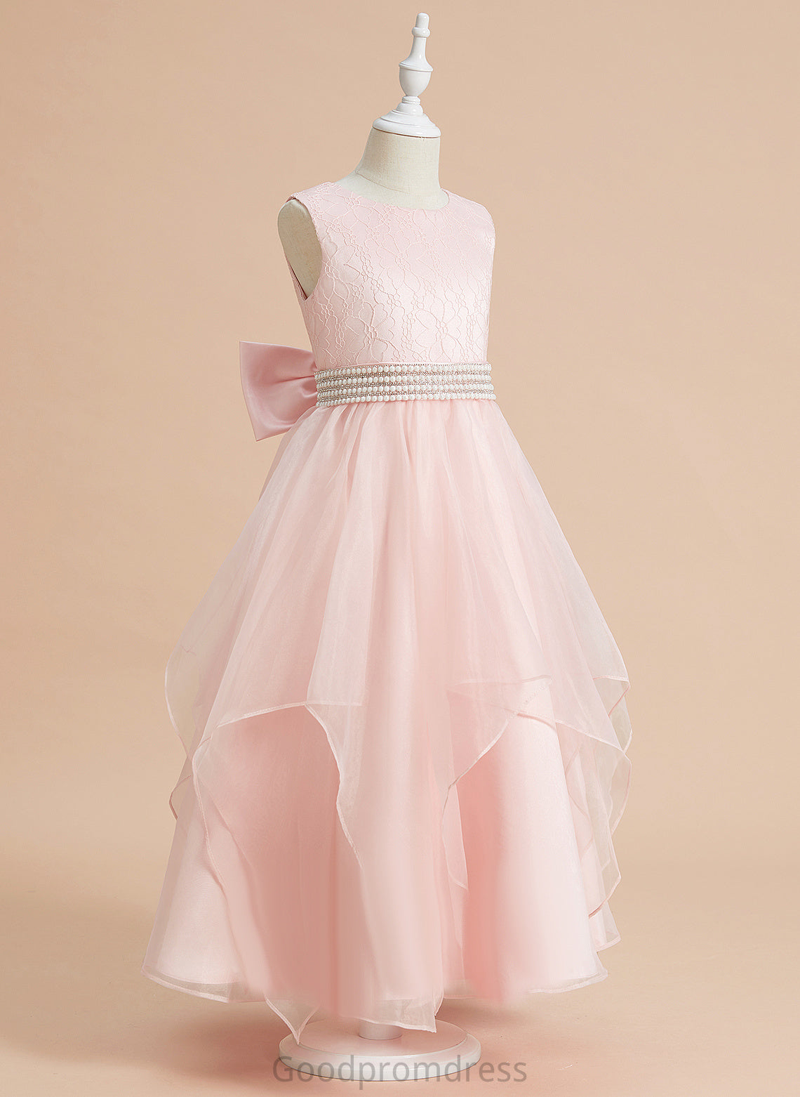 Scoop Flower Dress Organza/Lace Beading/Bow(s) Girl Flower Girl Dresses Ball-Gown/Princess Neck Paloma With Ankle-length - Sleeveless