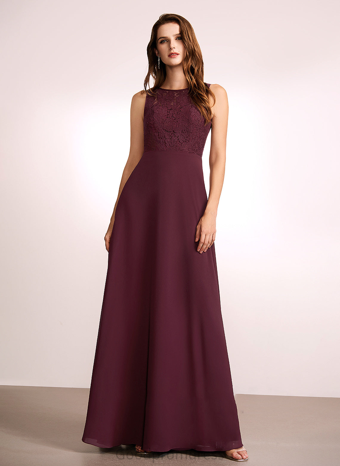 Floor-Length Silhouette A-Line Straps Fabric RegularStraps Length Lace Sleeve Jordyn Floor Length Sleeveless Bridesmaid Dresses