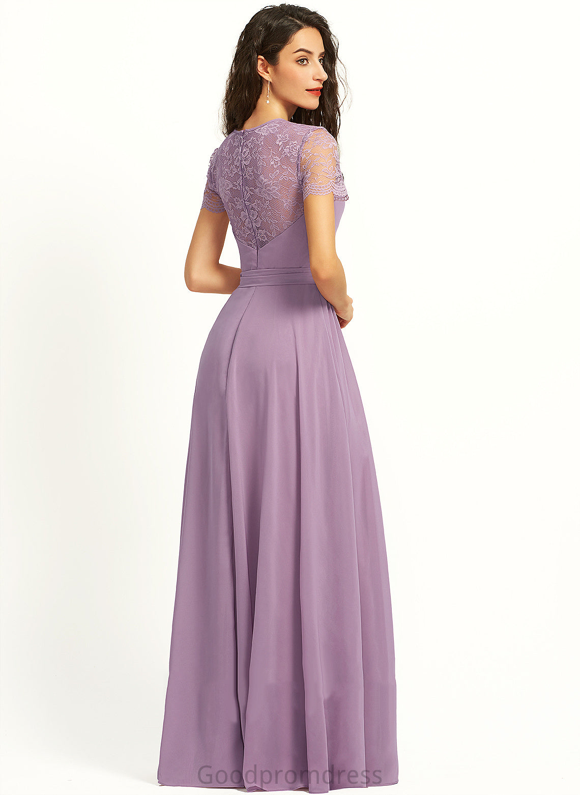 Fabric A-Line Lace Straps Length ScoopNeck Silhouette Floor-Length Neckline Zion Scoop Sleeveless Bridesmaid Dresses