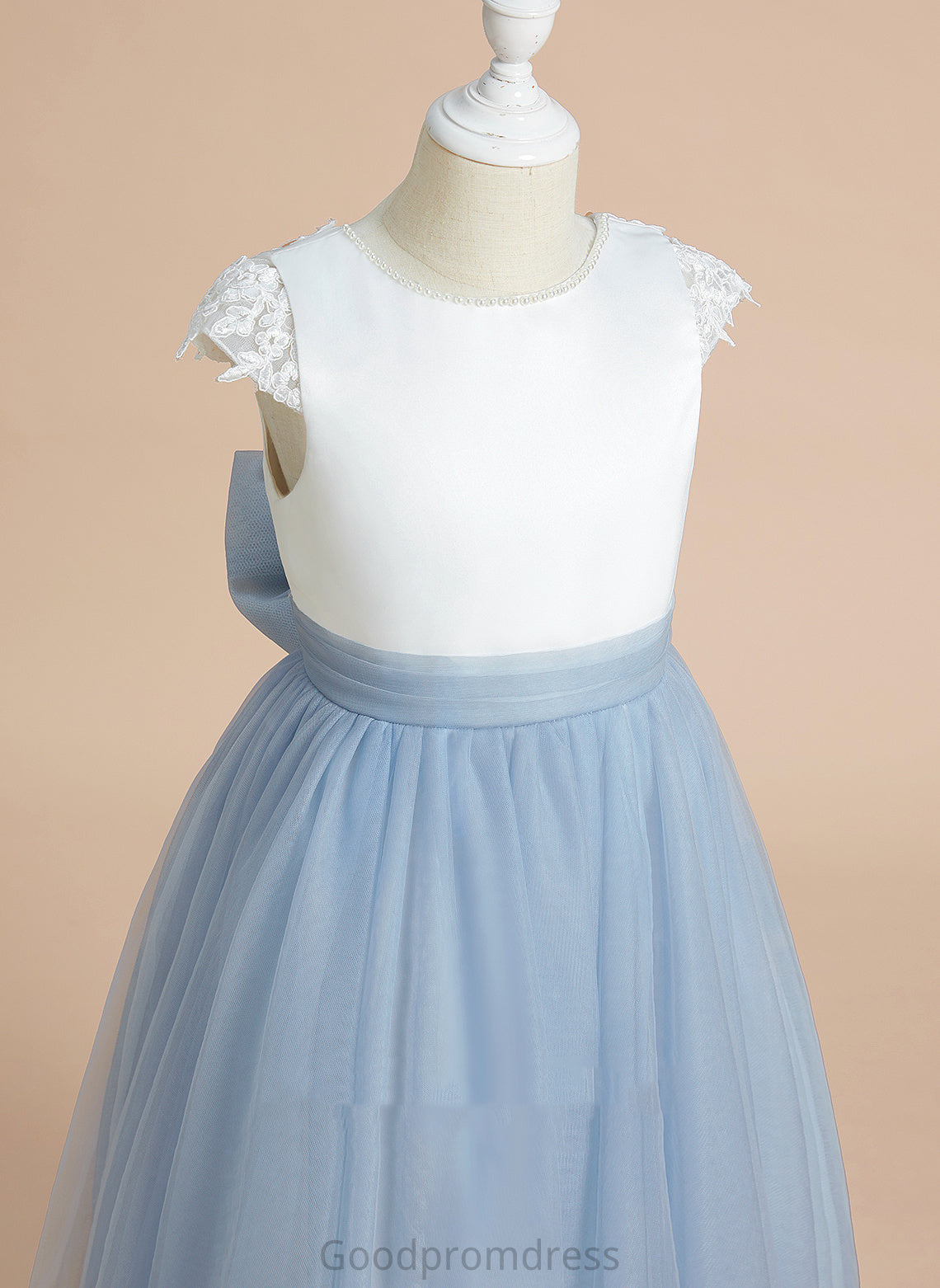 A-Line With - Lace/Bow(s) Dress Sleeveless Gwendoline Flower Scoop Satin/Tulle Flower Girl Dresses Neck Girl Tea-length