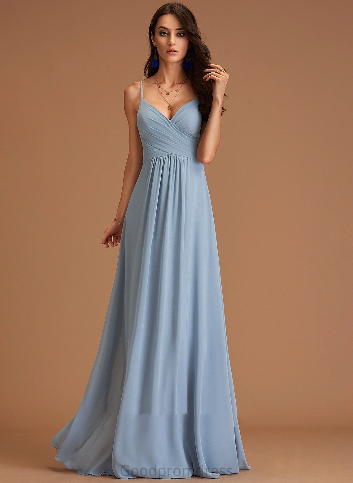 Embellishment Floor-Length Fabric Length Neckline A-Line Ruffle V-neck Silhouette Reese Empire Waist Floor Length Bridesmaid Dresses