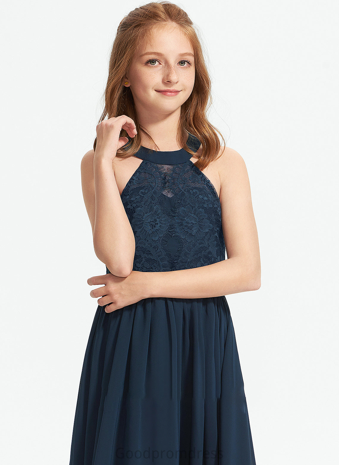 Heather Junior Bridesmaid Dresses A-LineScoopNeckFloor-LengthChiffonLaceJuniorBridesmaidDress#234030