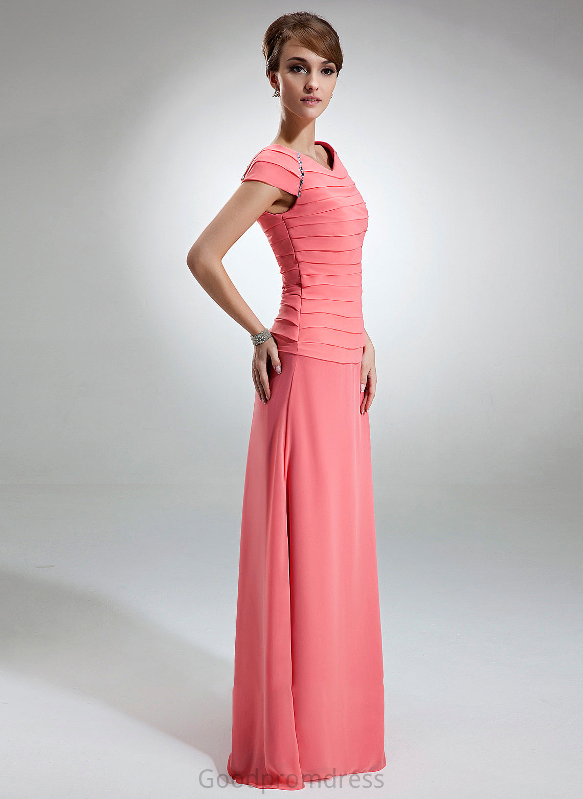 Jamya Mother Floor-Length Ruffle Scoop the Beading Neck of Mother of the Bride Dresses With Dress Chiffon A-Line Bride