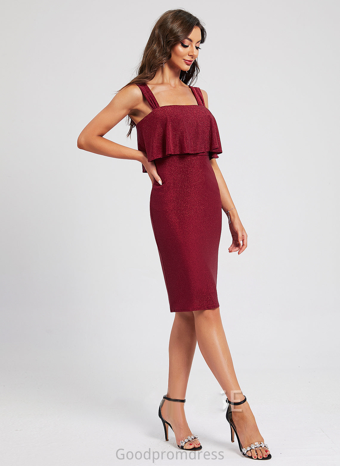 Homecoming Neckline Homecoming Dresses Sheath/Column With Dress Square Ruffle Mireya Knee-Length