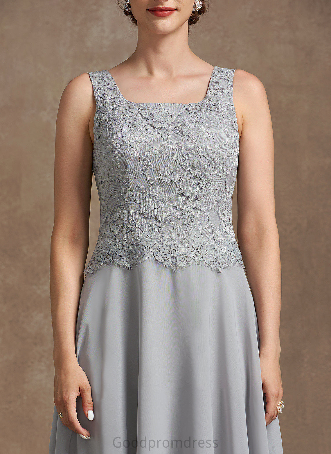 Dress Bride A-Line Neckline Mother of the Bride Dresses the Square Lace Mother of Chiffon Greta Knee-Length