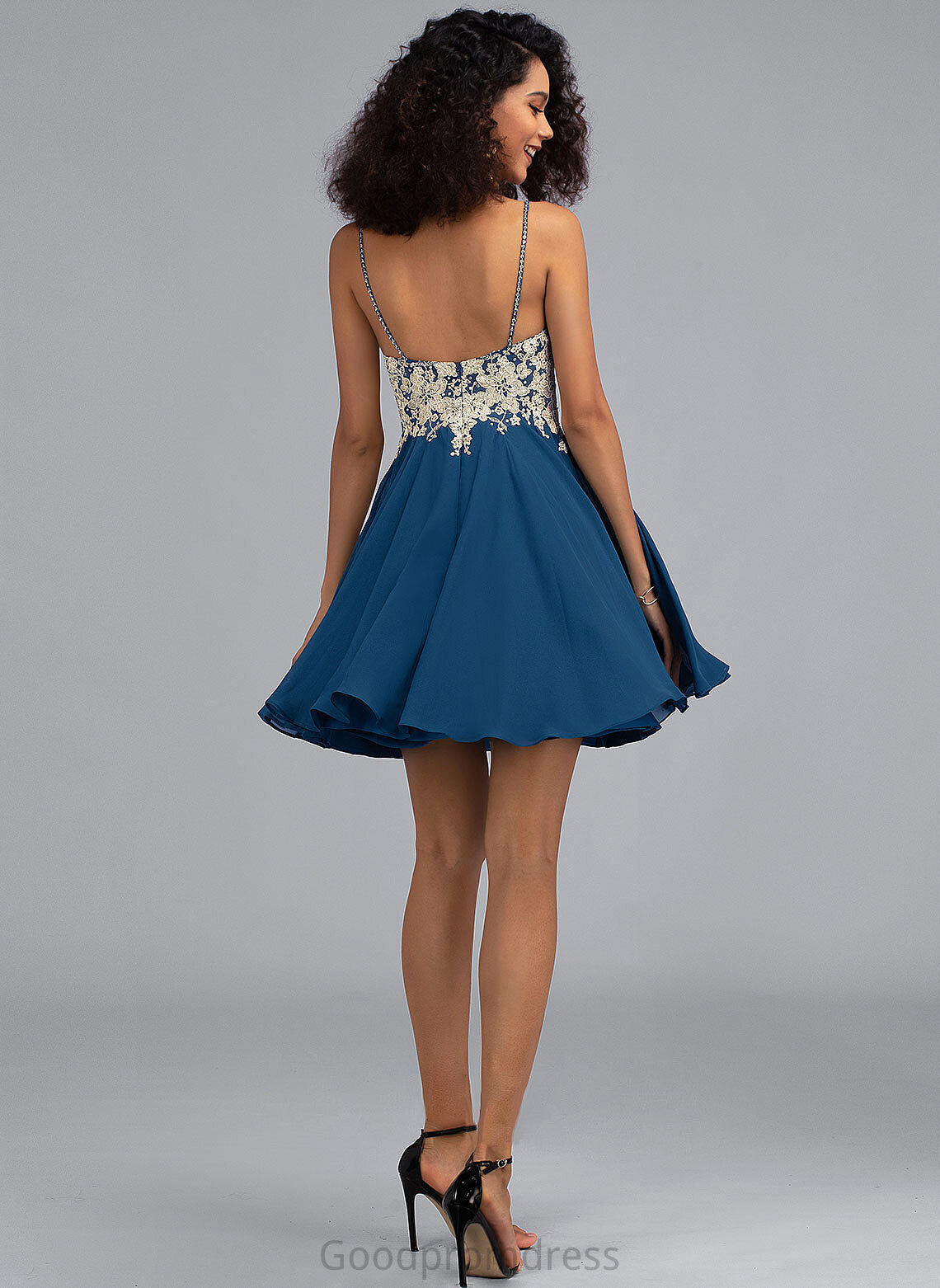 Alissa Short/Mini Chiffon V-neck With Beading Prom Dresses Lace A-Line