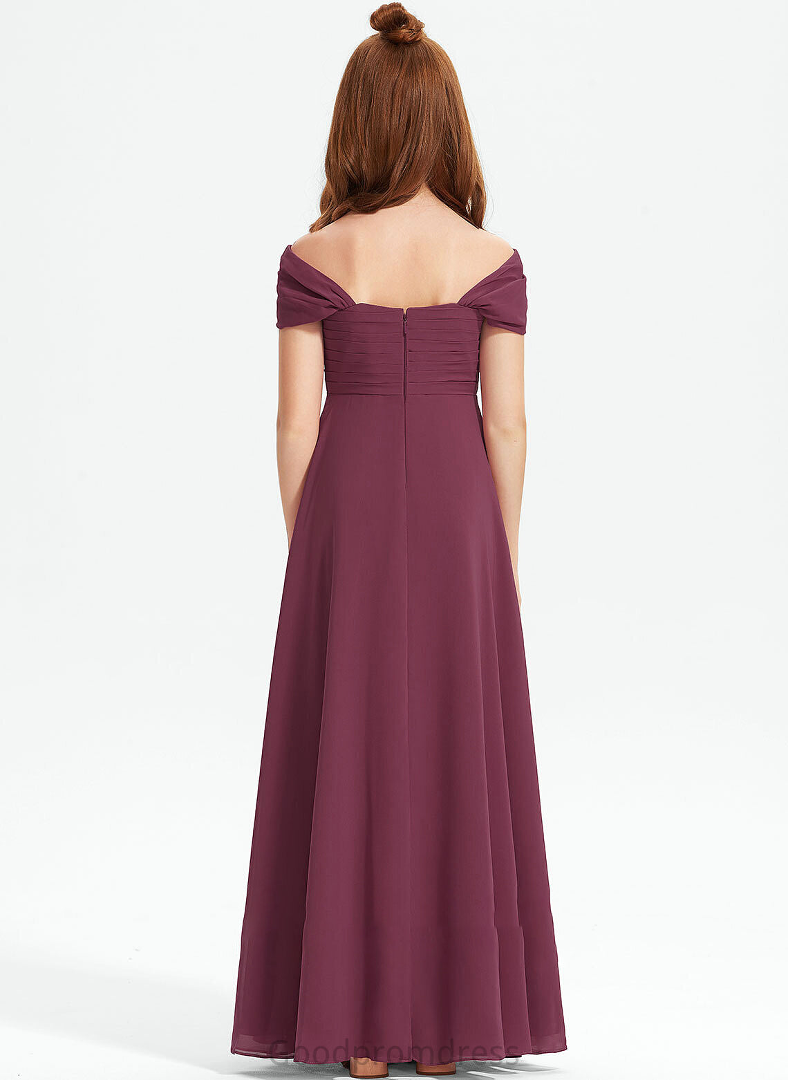 Sierra With A-Line Off-the-Shoulder Ruffle Floor-Length Junior Bridesmaid Dresses Chiffon