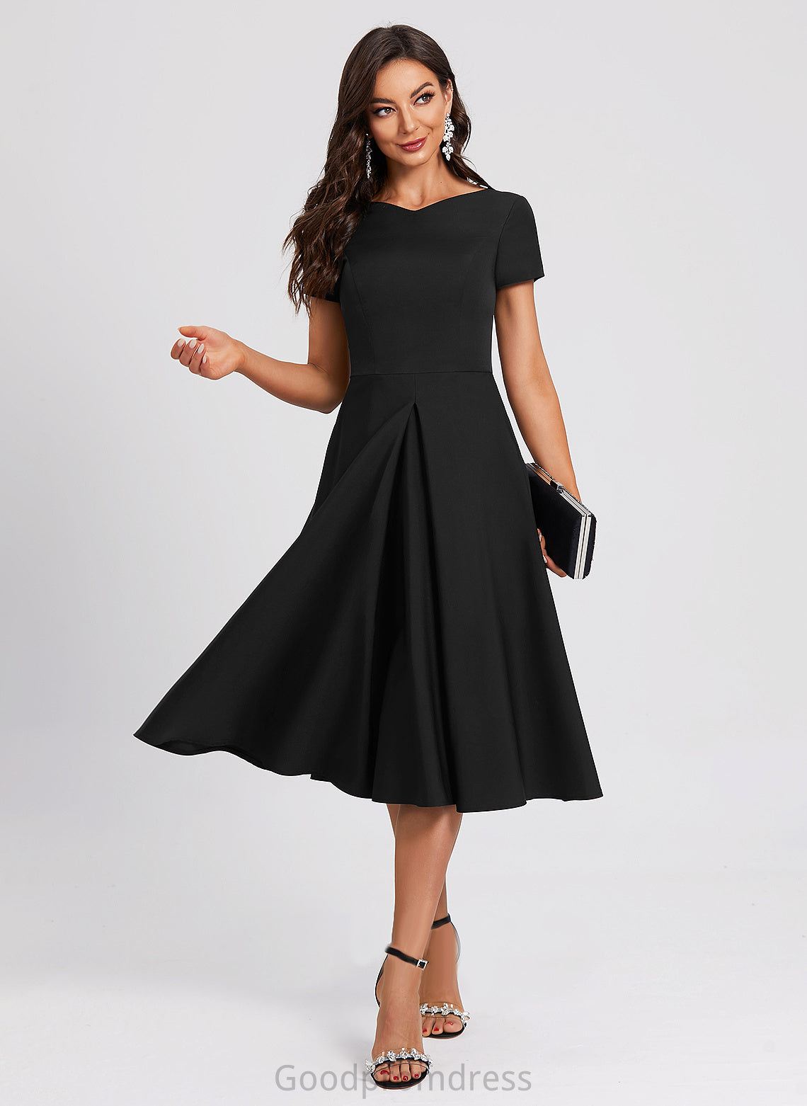 Crepe Cocktail Dresses Zara Dress Cocktail A-Line Stretch Knee-Length V-neck