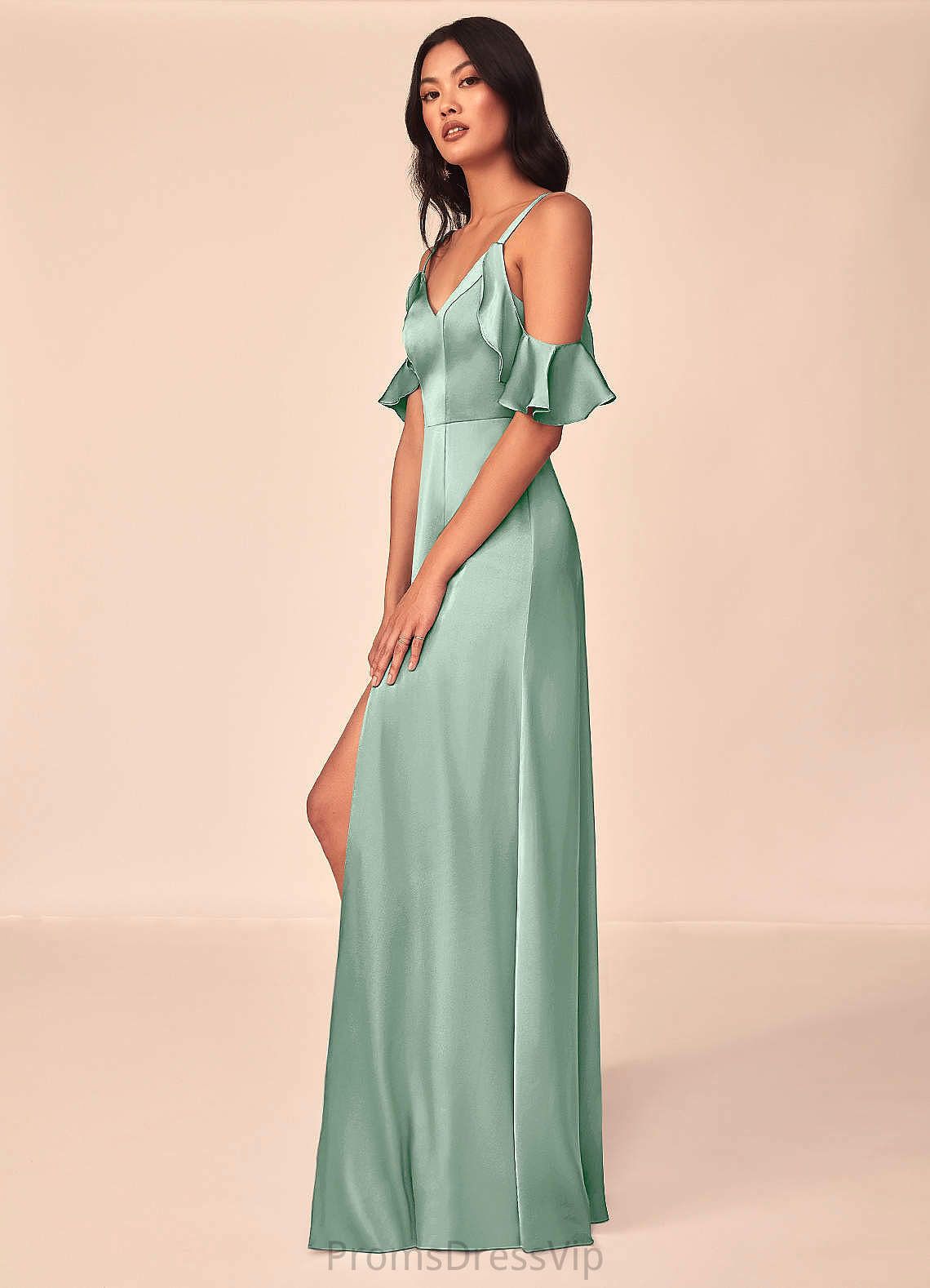 Emilie Trumpet/Mermaid Natural Waist Spaghetti Staps Floor Length Sleeveless Bridesmaid Dresses