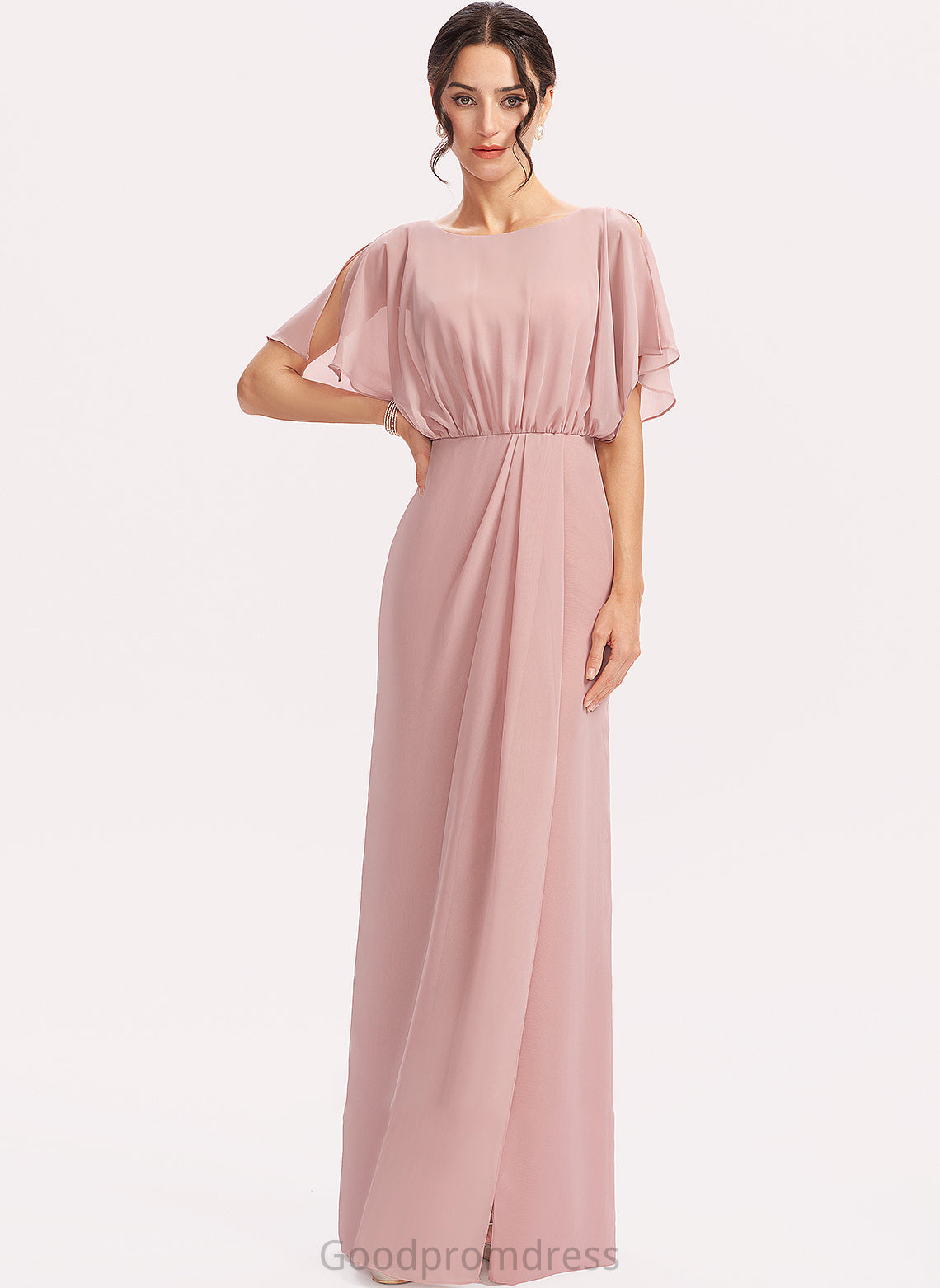 Straps Fabric Silhouette Floor-Length Embellishment Length Sheath/Column SplitFront Heaven Off The Shoulder Natural Waist Spaghetti Staps Bridesmaid Dresses