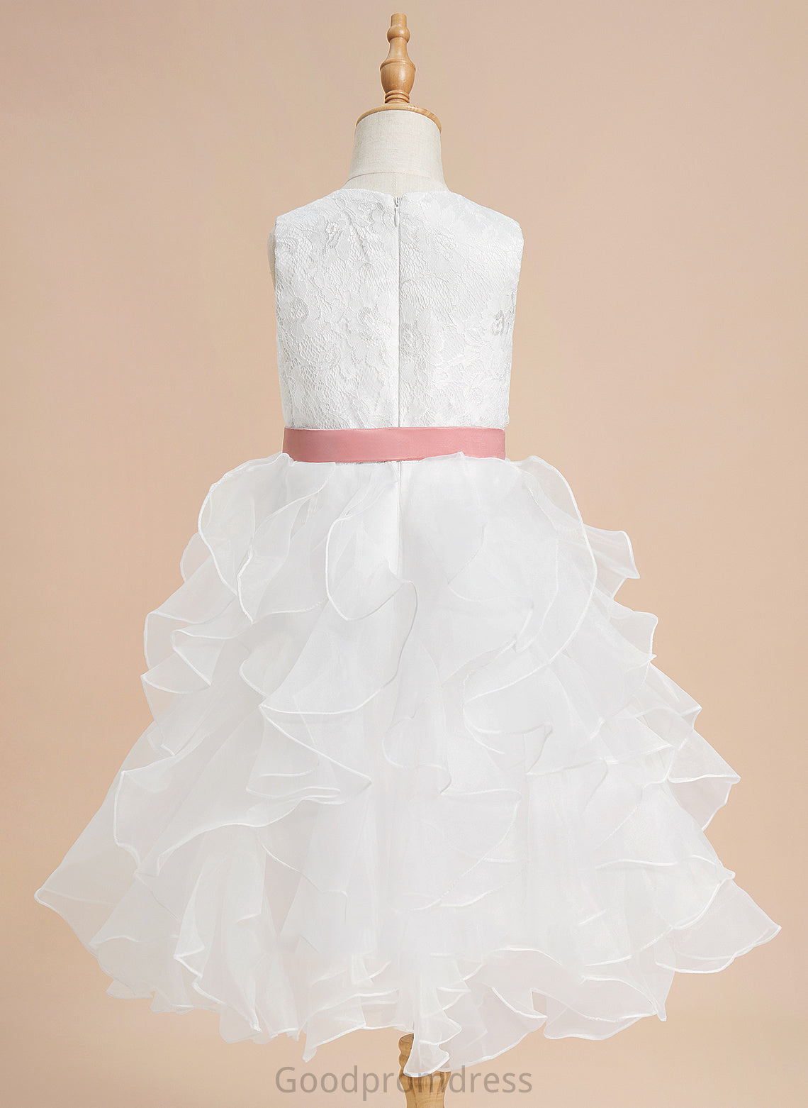 Tea-length Jazlynn Dress Neck With - Flower Scoop Girl Flower Girl Dresses Lace/Sash Sleeveless Organza Ball-Gown/Princess