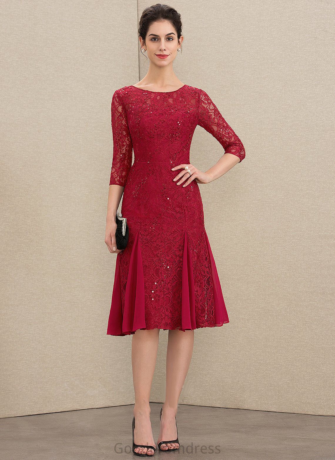 Mother of the Bride Dresses Sequins Dress the With A-Line of Wendy Lace Mother Neck Scoop Bride Knee-Length