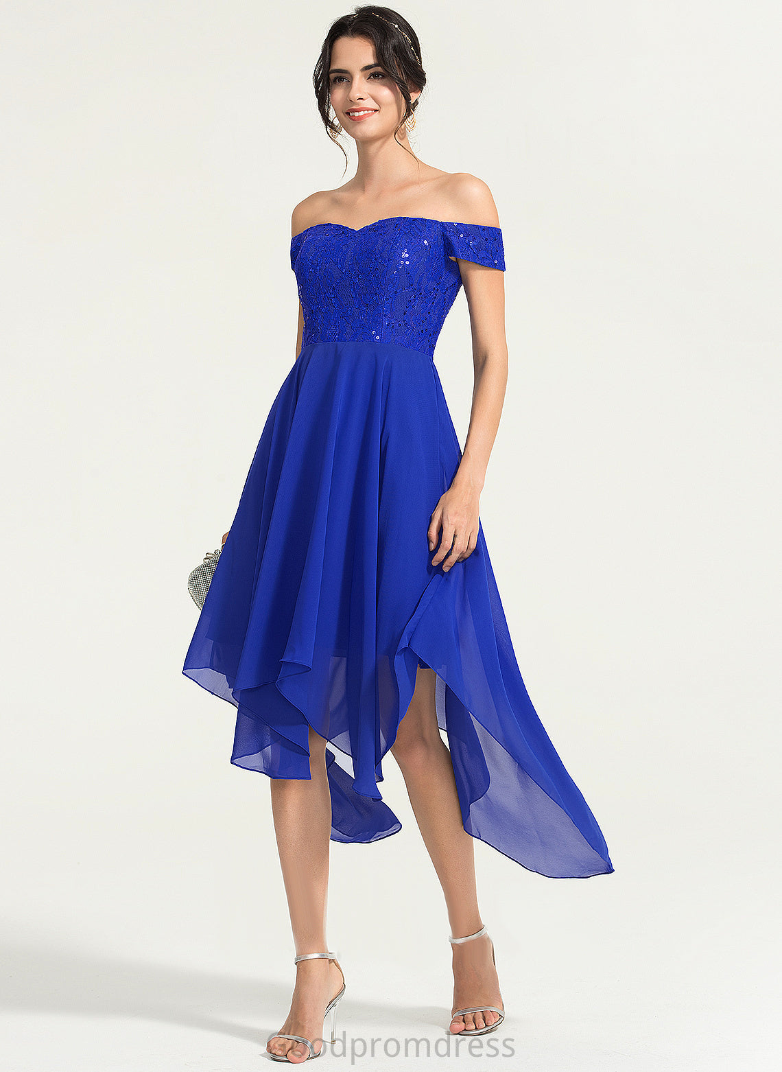 Off-the-Shoulder Lilyana Beading Dress Cocktail Dresses Chiffon Cocktail Lace Asymmetrical With A-Line