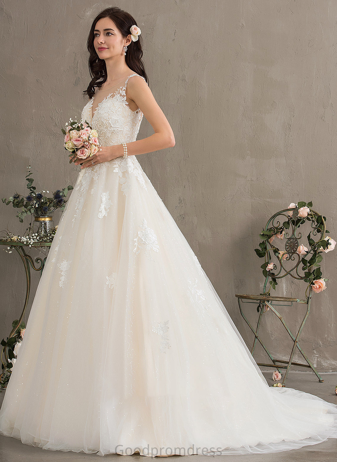 Tulle Wedding Brittany Ball-Gown/Princess Train Court Dress Illusion Wedding Dresses