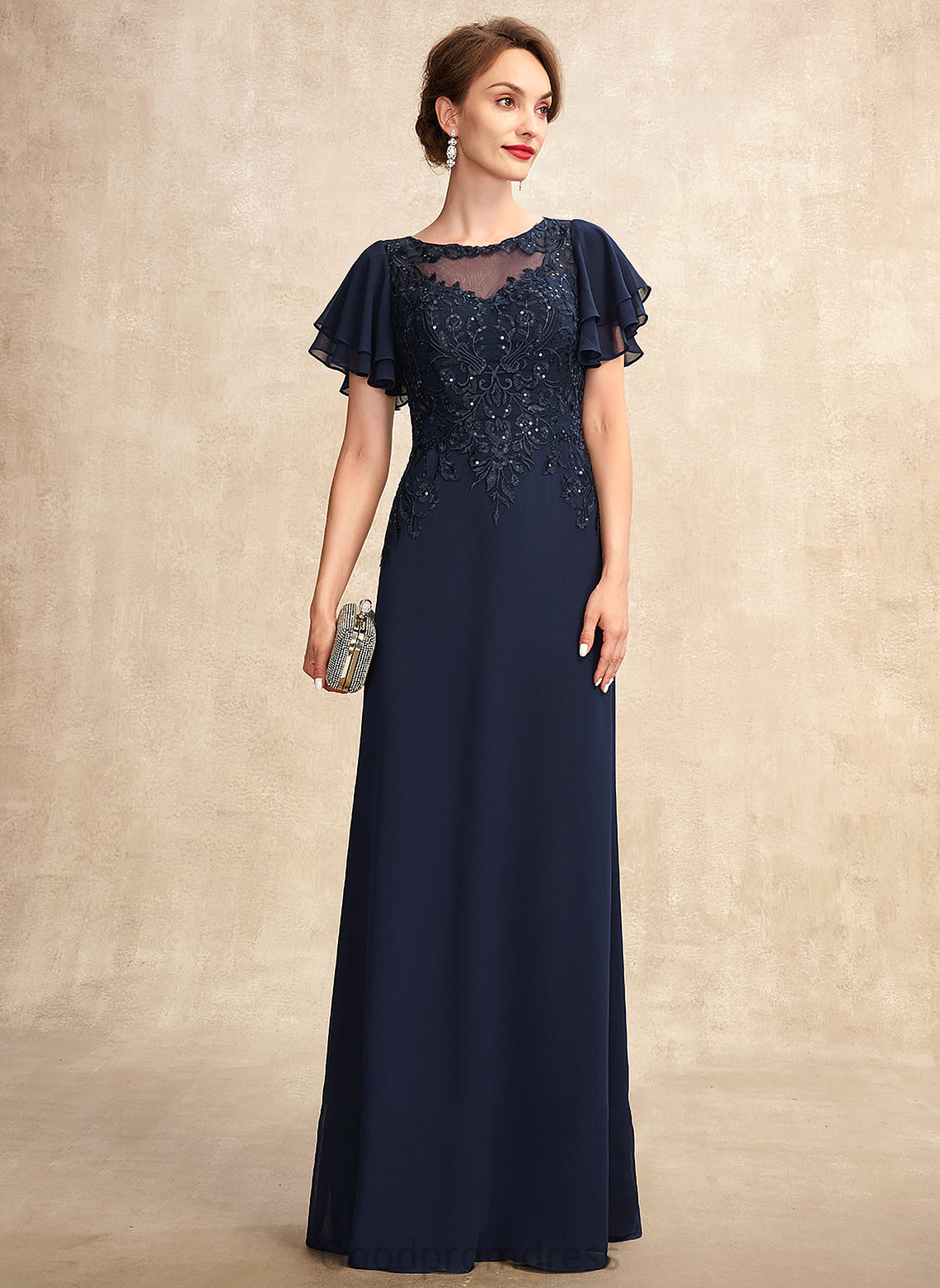 Kim Lace Bride the Mother of the Bride Dresses A-Line Mother Neck With of Chiffon Sequins Floor-Length Dress Scoop