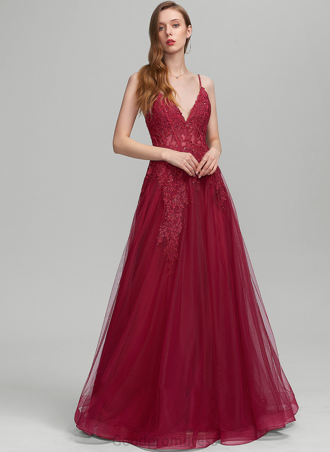 Ball-Gown/Princess V-neck Beading Floor-Length Tulle Sequins With Prom Dresses Sydney