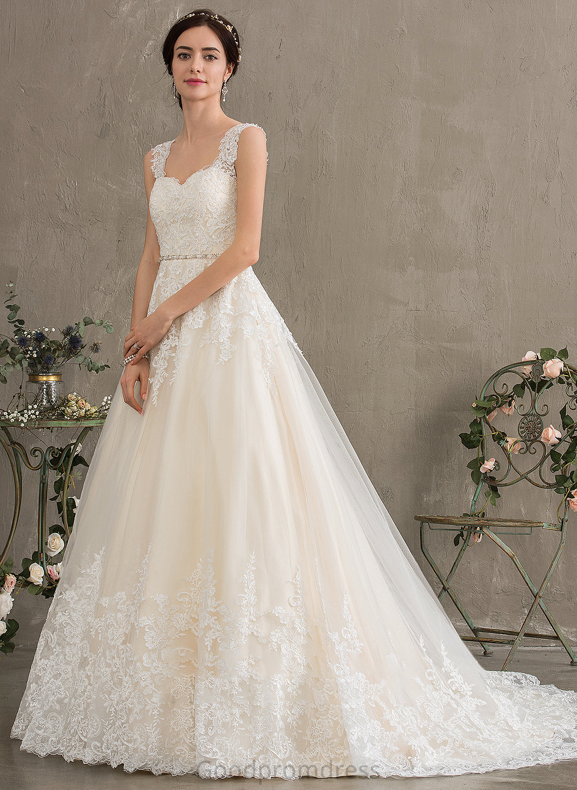 Sweetheart Ball-Gown/Princess Train Tulle Wedding Dresses Dress Wedding With Court Jill Beading Sequins