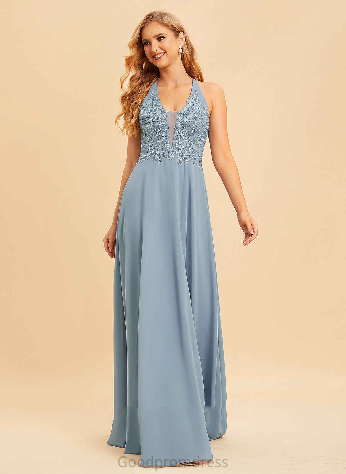 Fabric Silhouette Embellishment Length Neckline A-Line Lace V-neck Floor-Length SplitFront Avery Floor Length Bridesmaid Dresses