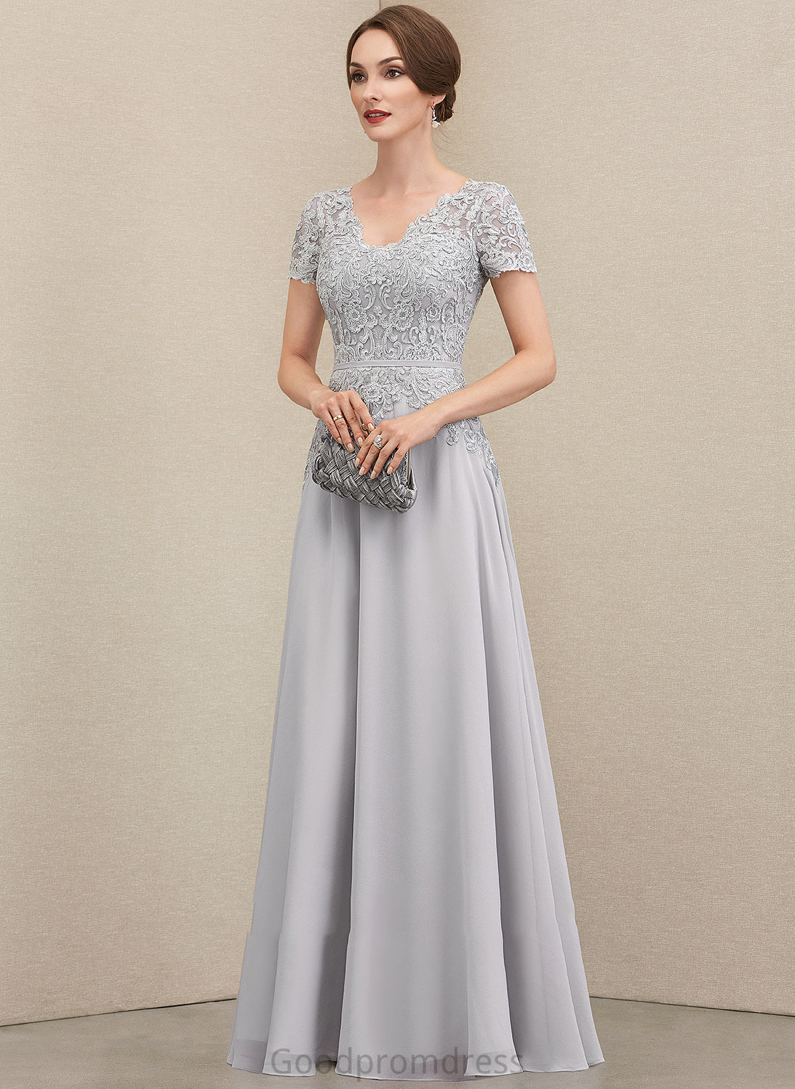 Chiffon of Lace Cheyenne A-Line Mother Floor-Length Dress With V-neck Mother of the Bride Dresses Bride the Sequins