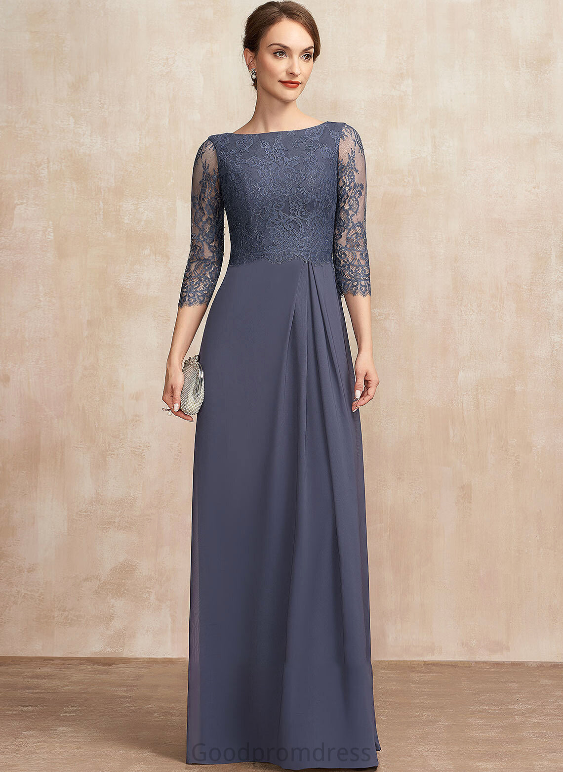 With Neck Lace Dress Mariela Scoop the Mother Floor-Length of A-Line Bride Chiffon Mother of the Bride Dresses Ruffle