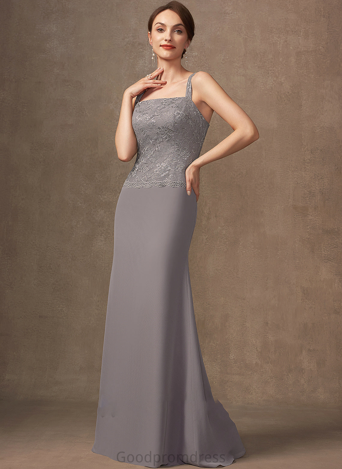 Bride of the Square Floor-Length Chiffon Mother Neckline Mother of the Bride Dresses Sheath/Column Lace Ciara Dress