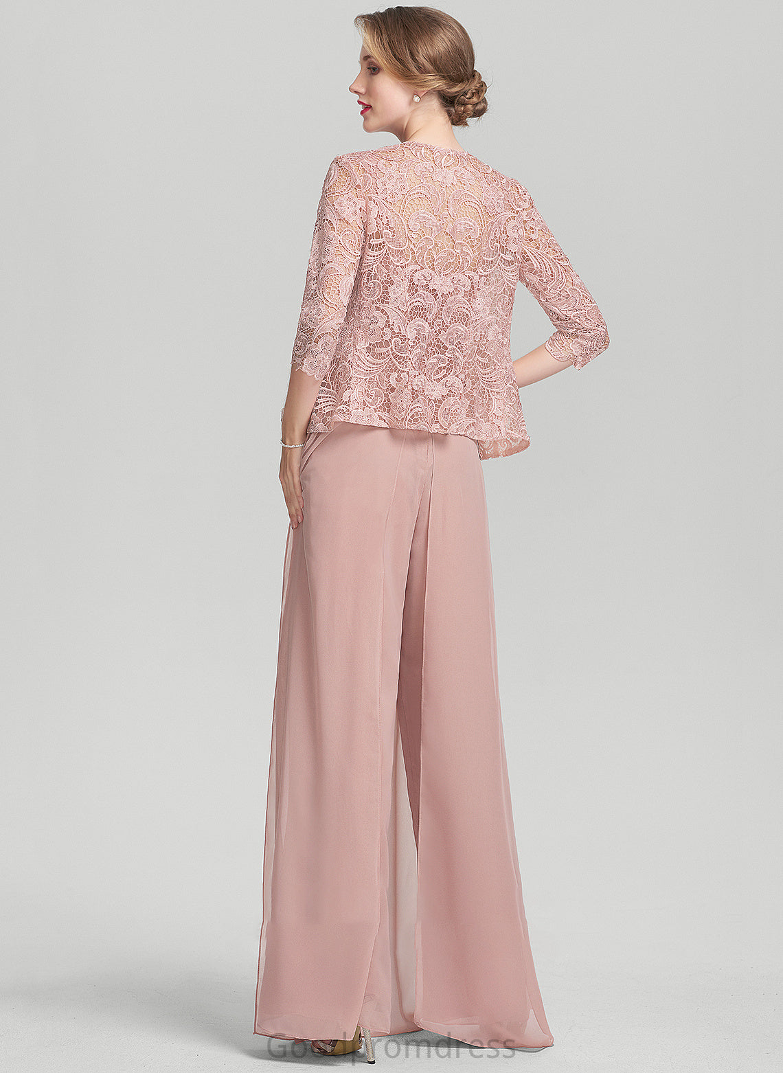 Mother Helen Jumpsuit/Pantsuit the Bride Lace Mother of the Bride Dresses Neckline Dress of Square Chiffon Floor-Length