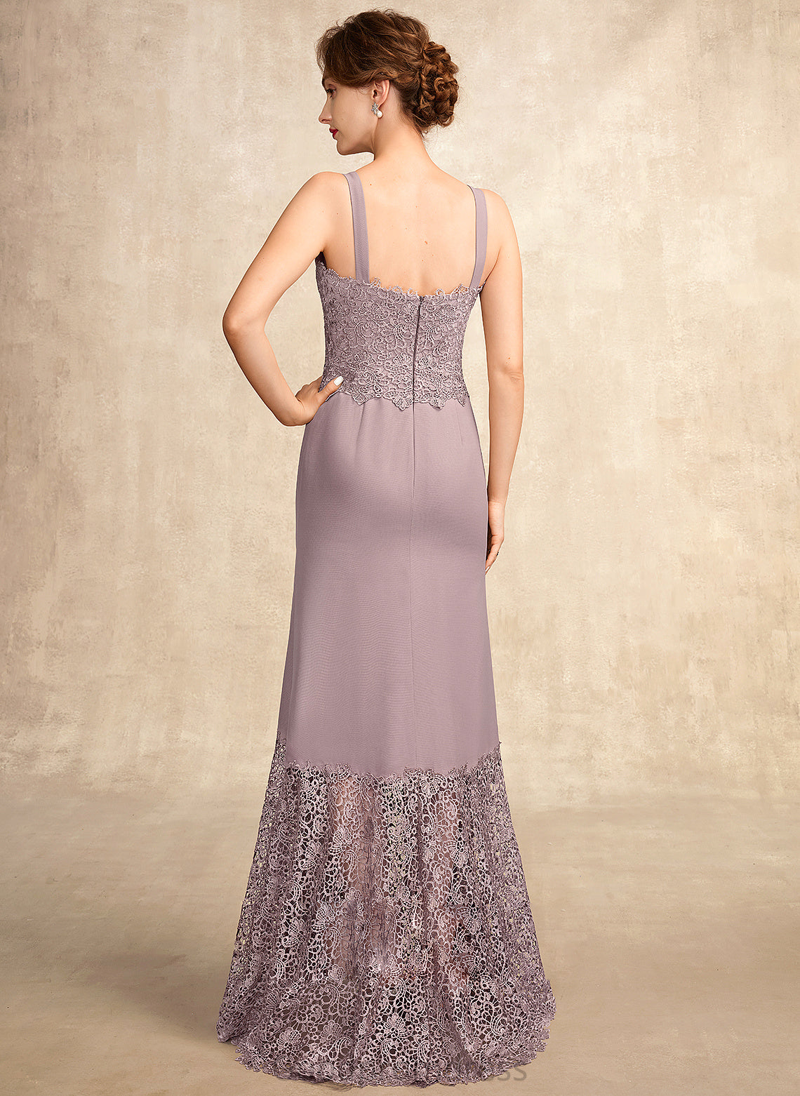 Trumpet/Mermaid Asymmetrical Bride Dress Lace Mabel Neckline the Mother of the Bride Dresses of Mother Chiffon Square