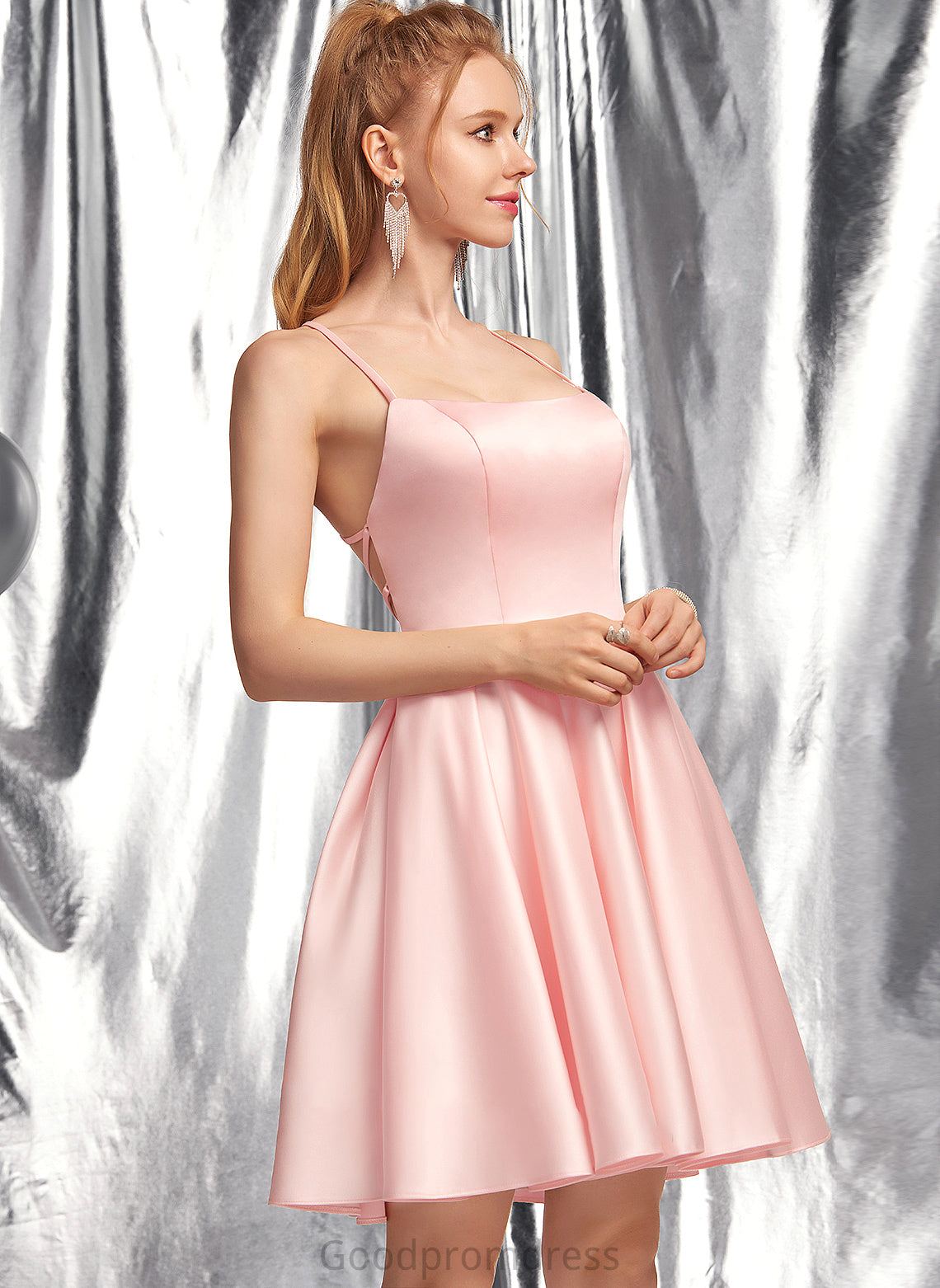 Short/Mini Prom Dresses Satin A-Line Alejandra Square Neckline