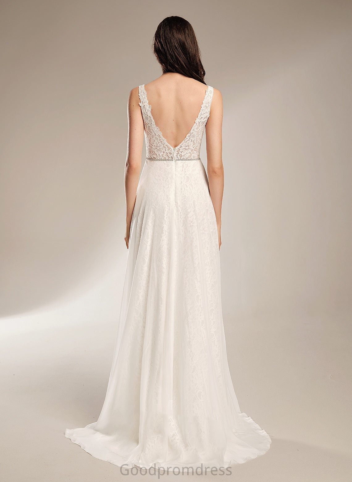 V-neck Train Wedding Dresses Wedding Sweep With Dress Beading A-Line Yamilet