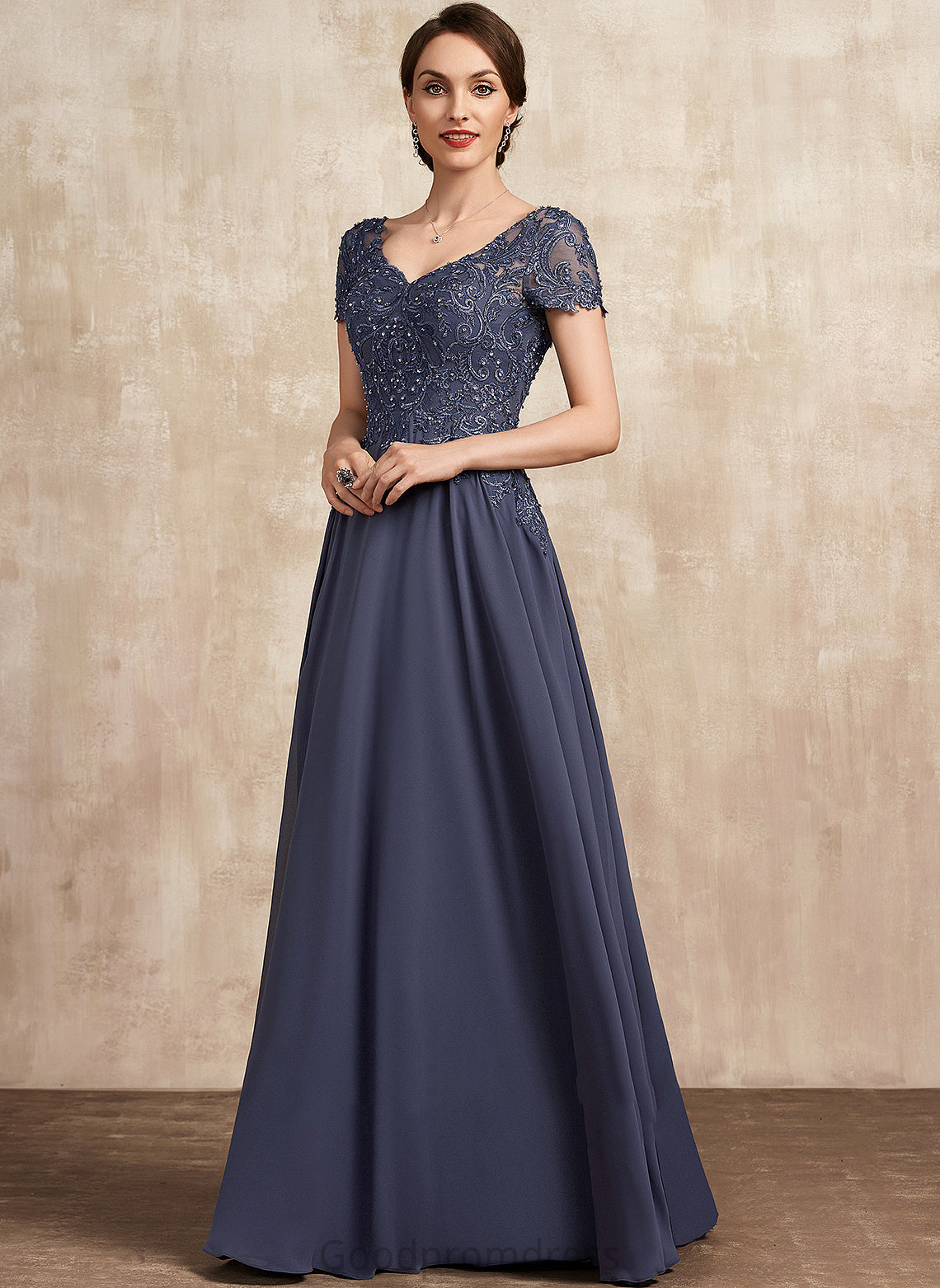 of V-neck Chiffon Sequins Dress Floor-Length the Bride A-Line Amani Lace With Mother of the Bride Dresses Beading Mother