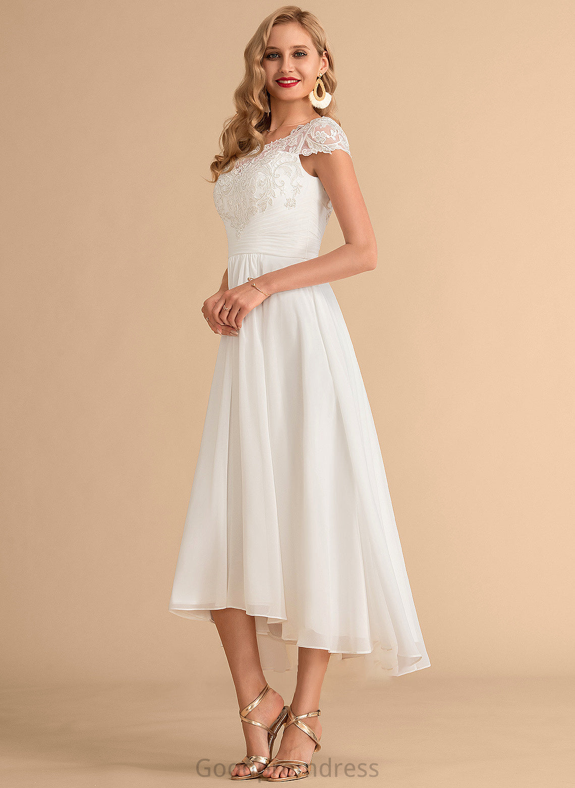 Asymmetrical Philippa A-Line Chiffon Dress Wedding Dresses Neck Wedding Scoop