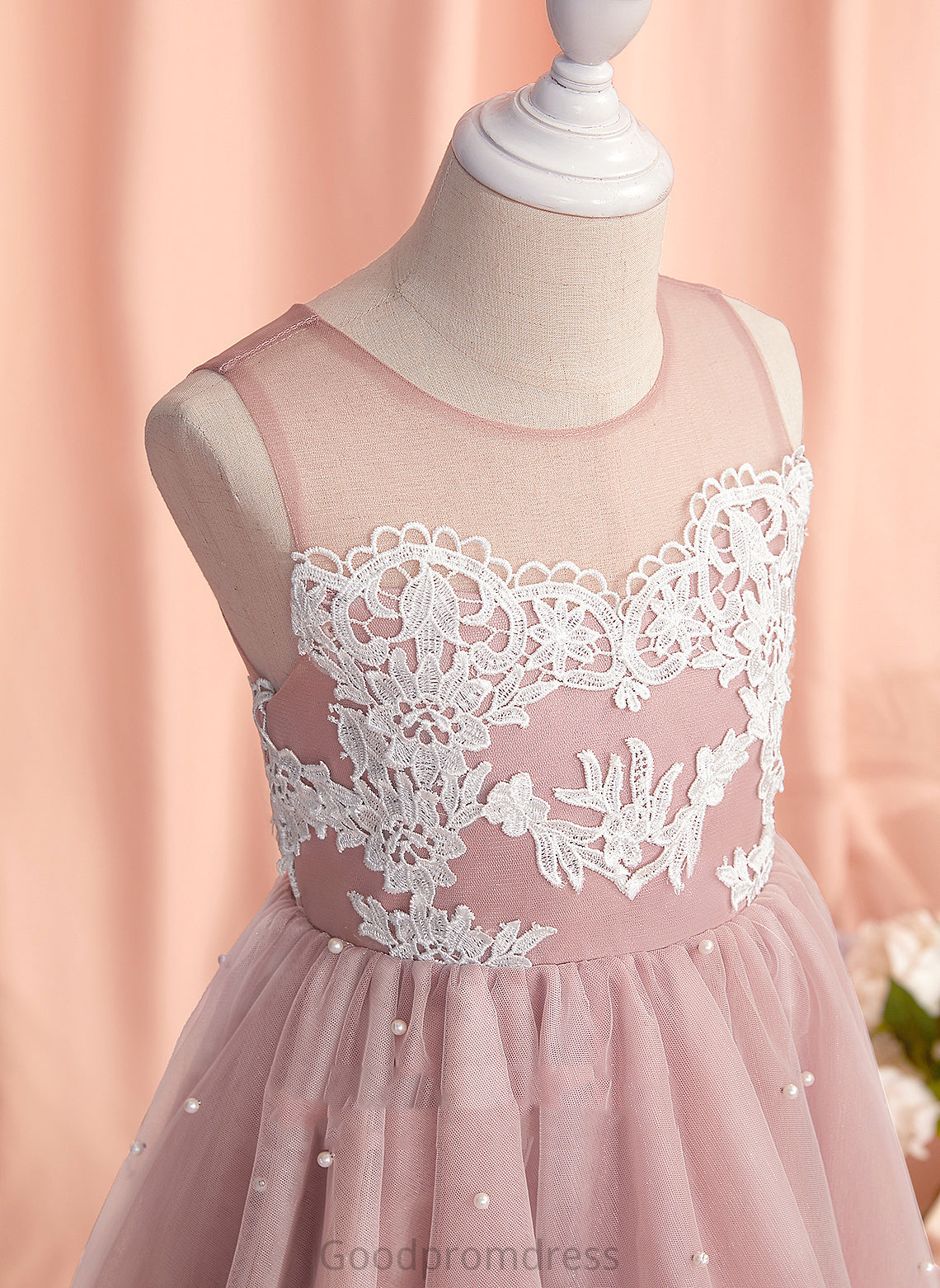 Girl - With Sleeveless Neck Dress Flower Girl Dresses Tulle Carolina A-Line Flower Lace/Beading Knee-length Scoop