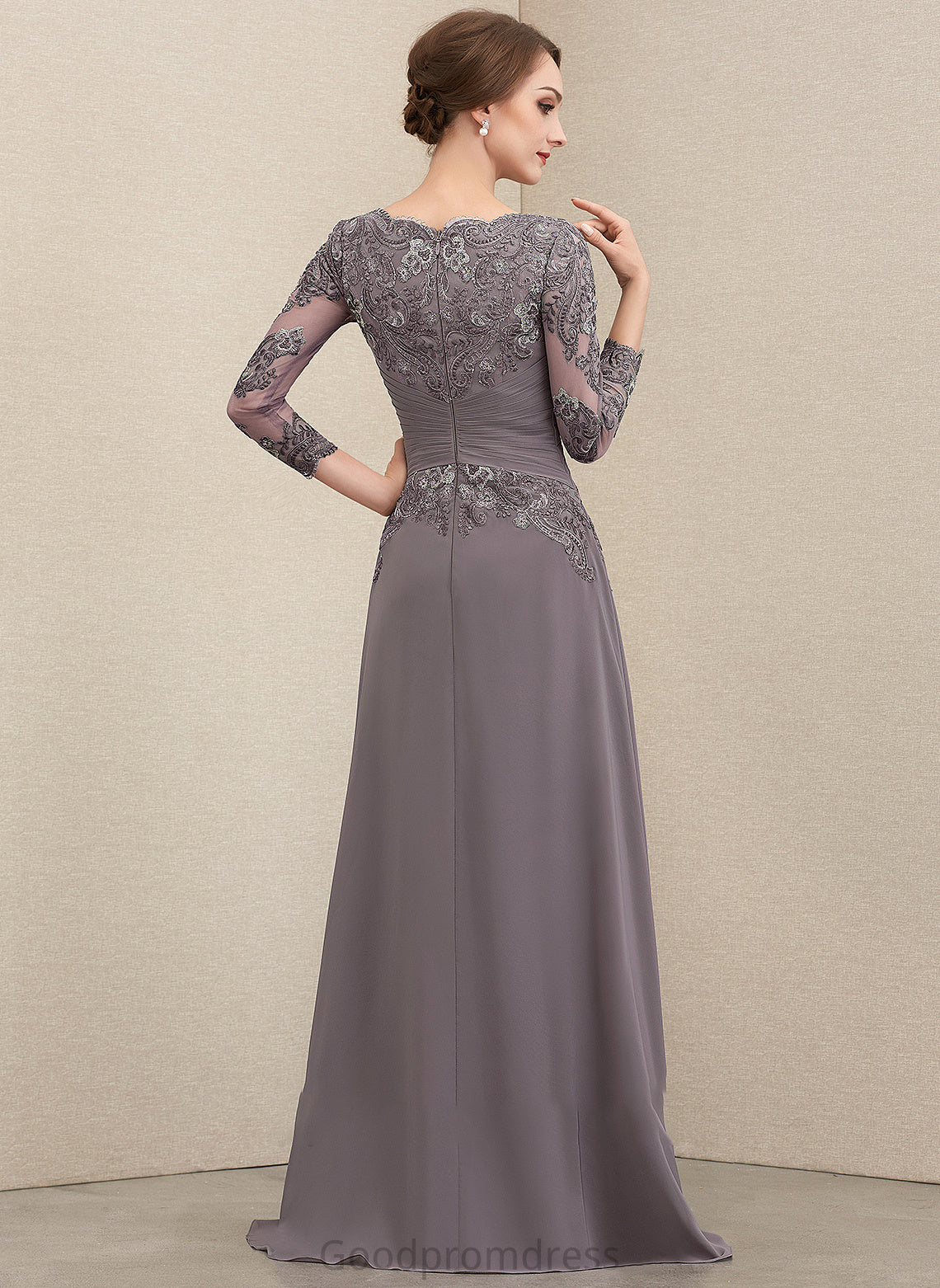 V-neck Bride Mother of the Bride Dresses Floor-Length A-Line Gwendoline the Ruffle of Mother Lace With Dress Chiffon