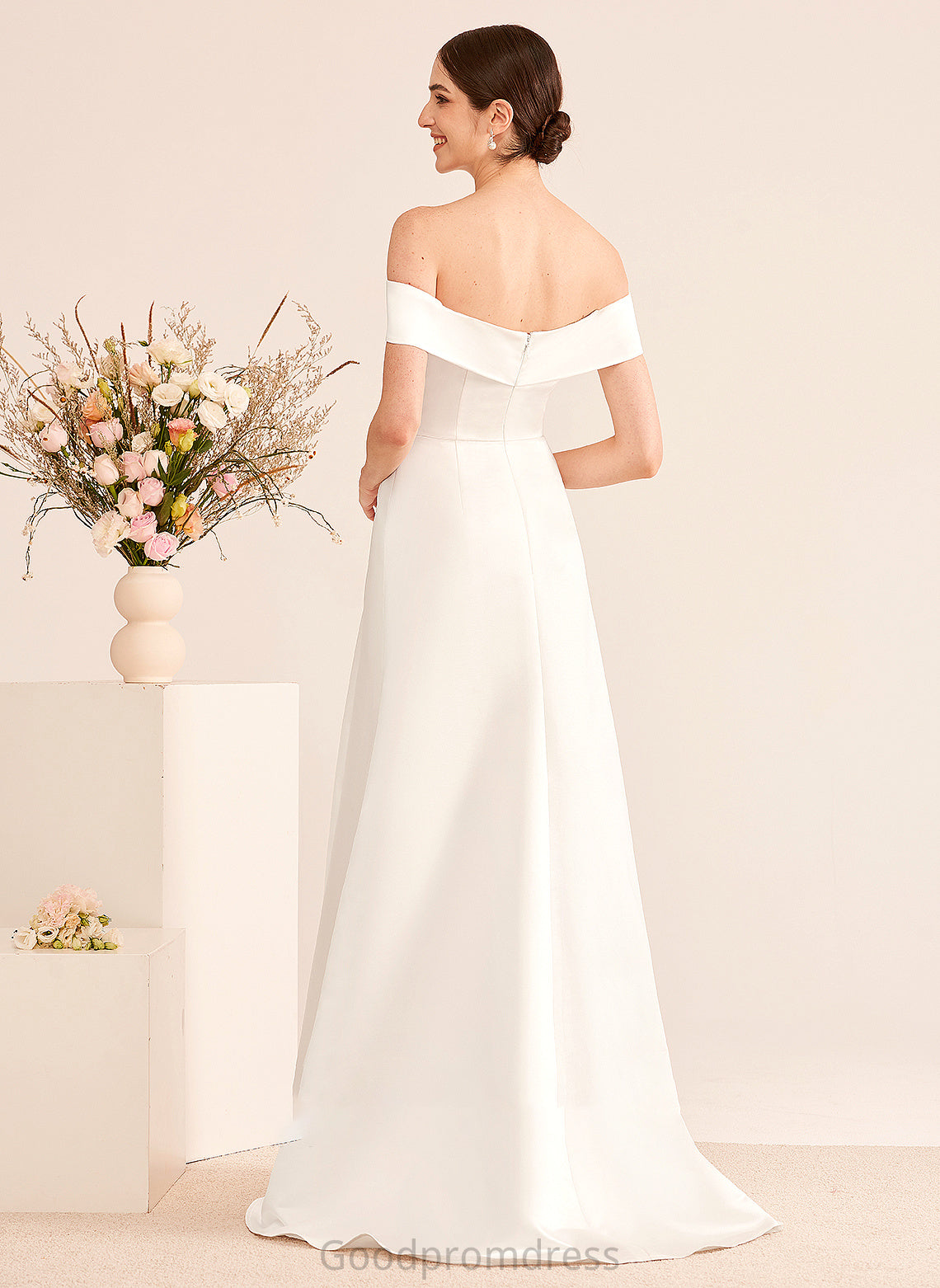 Wedding Wedding Dresses Front Lilith Ruffle Dress Split Off-the-Shoulder Sweep Train A-Line With