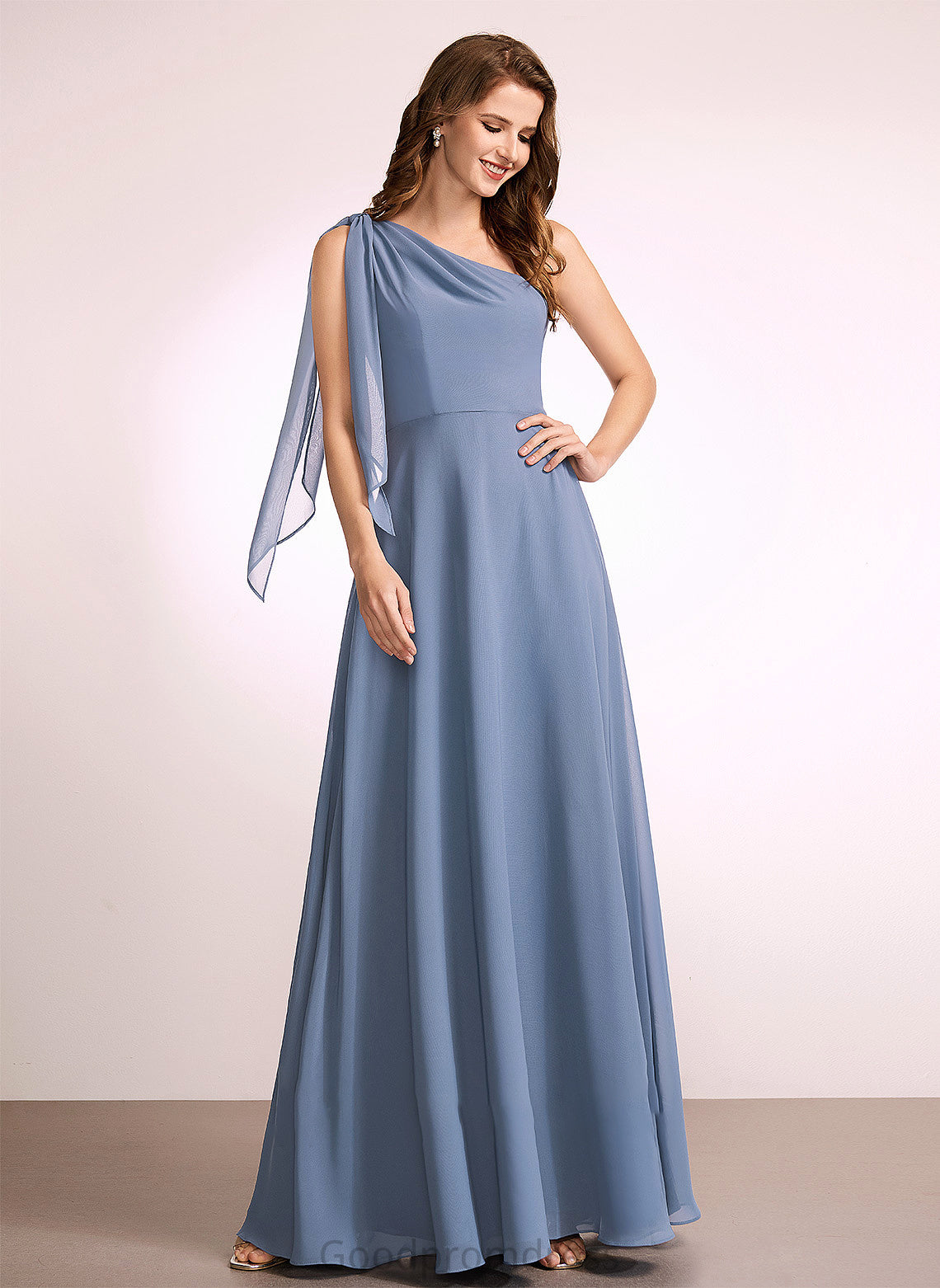 Length Silhouette Embellishment Neckline Bow(s) Floor-Length A-Line Fabric One-Shoulder Melissa Floor Length Spaghetti Staps Bridesmaid Dresses