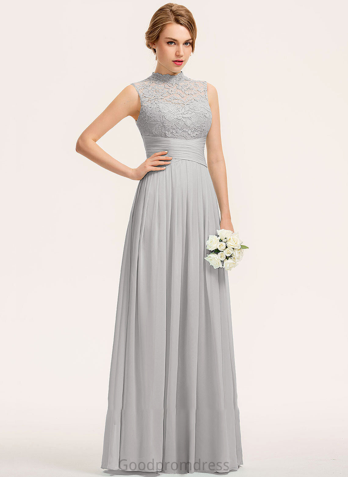 Embellishment HighNeck A-Line Ruffle Floor-Length Neckline Silhouette Fabric Length Susan A-Line/Princess Natural Waist Bridesmaid Dresses