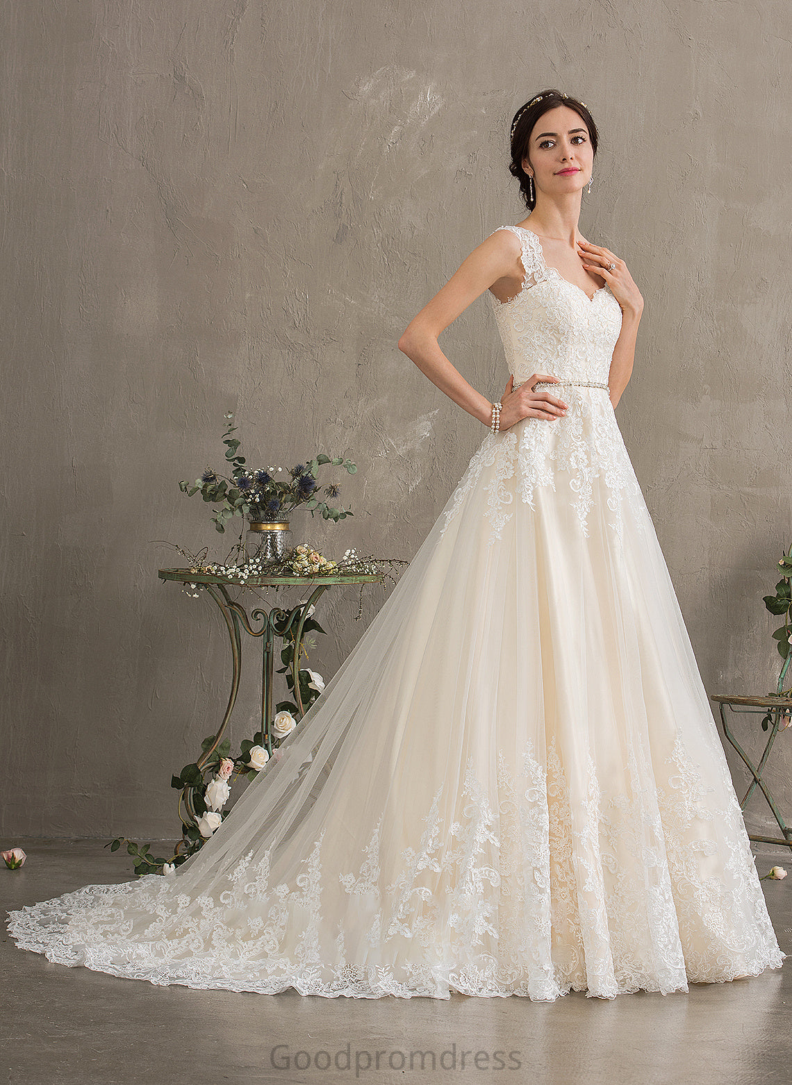 Sweetheart Ball-Gown/Princess Train Tulle Wedding Dresses Dress Wedding With Court Jill Beading Sequins