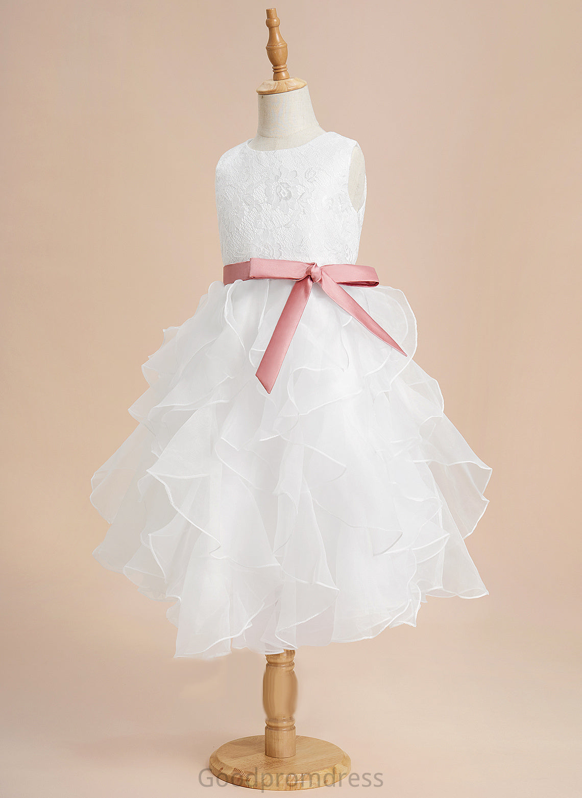 Tea-length Jazlynn Dress Neck With - Flower Scoop Girl Flower Girl Dresses Lace/Sash Sleeveless Organza Ball-Gown/Princess