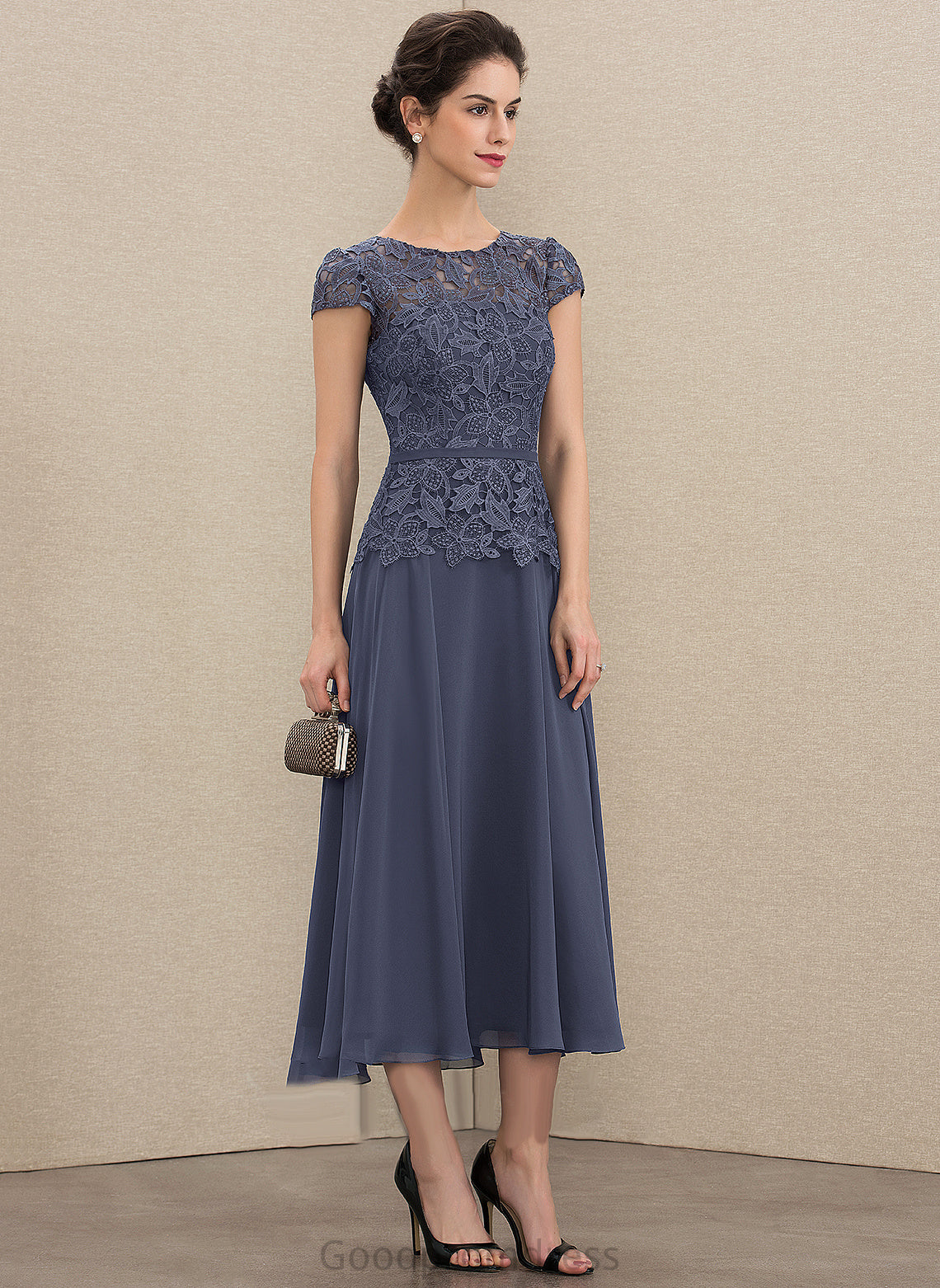 Neck Mother of the Bride Dresses Chiffon Eliana Scoop Bride A-Line Mother of Tea-Length Dress the Lace